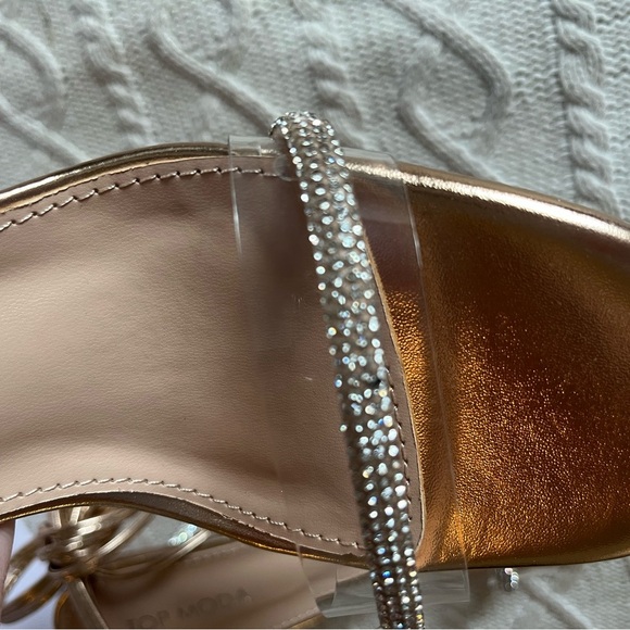 Top Moda Bridget Rose Gold Tie Up Ankle sandal Heel Women’s Size 7 - Picture 9 of 14